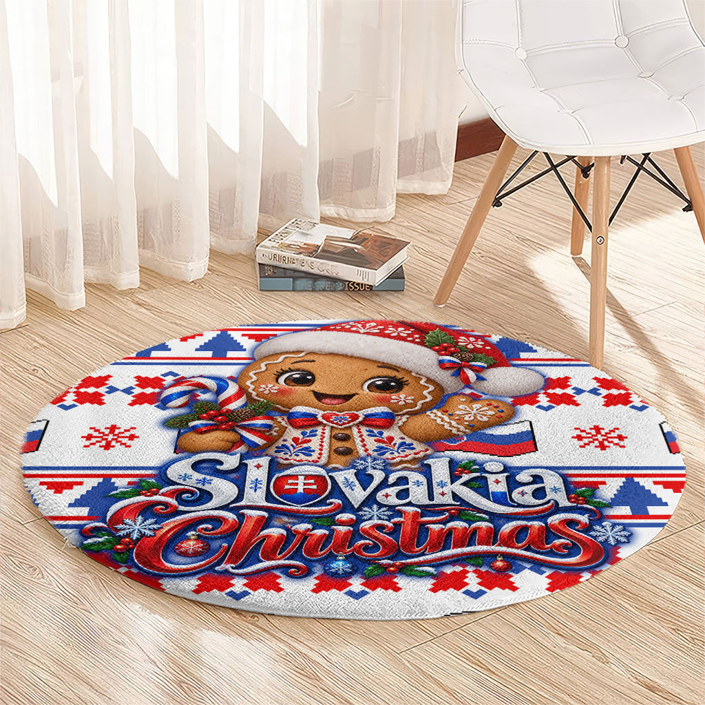 Slovakia Christmas Round Carpet Ugly Fair Isle Gingerbread Man Candy Cane