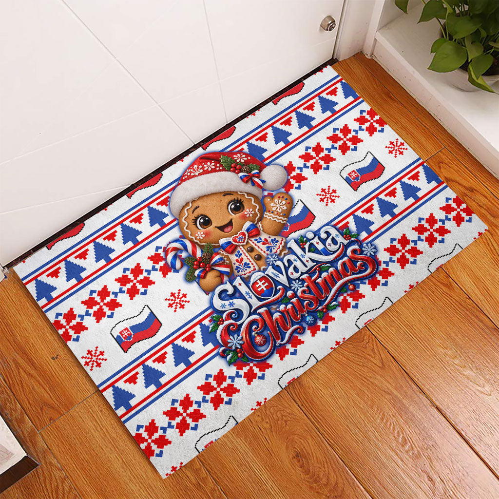Slovakia Christmas Rubber Doormat Ugly Fair Isle Gingerbread Man Candy Cane