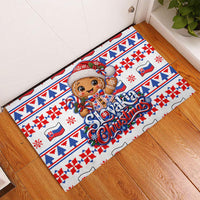 Slovakia Christmas Rubber Doormat Ugly Fair Isle Gingerbread Man Candy Cane