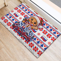 Slovakia Christmas Rubber Doormat Ugly Fair Isle Gingerbread Man Candy Cane