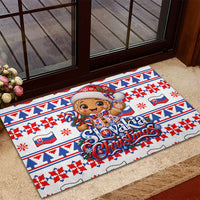 Slovakia Christmas Rubber Doormat Ugly Fair Isle Gingerbread Man Candy Cane