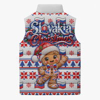 Slovakia Christmas Sleeveless Puffer Jacket Ugly Fair Isle Gingerbread Man Candy Cane