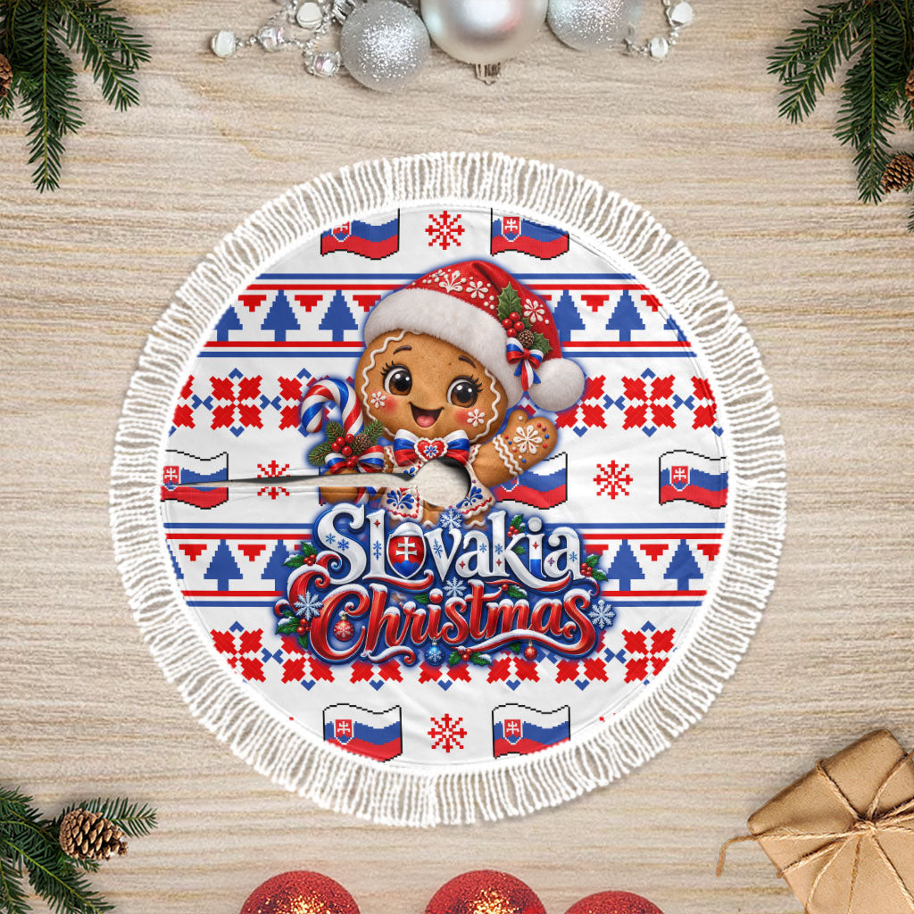 Slovakia Christmas Tree Skirt Ugly Fair Isle Gingerbread Man Candy Cane