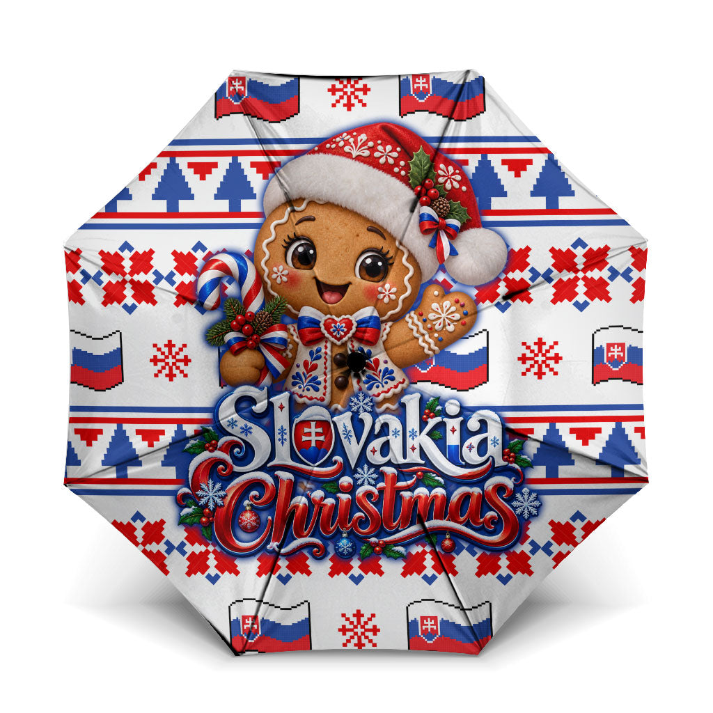Slovakia Christmas Umbrella Ugly Fair Isle Gingerbread Man Candy Cane