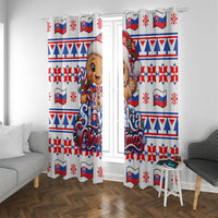 Slovakia Christmas Window Curtain Ugly Fair Isle Gingerbread Man Candy Cane