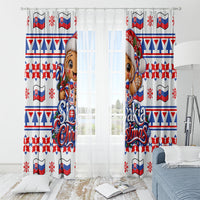 Slovakia Christmas Window Curtain Ugly Fair Isle Gingerbread Man Candy Cane