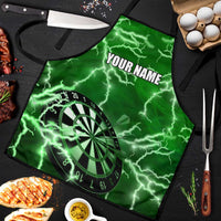 Personalized Darts Lightning Green Storm Apron with Electric Energy Pattern and Dartboard Graphics - Wonder Print Shop
