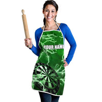 Personalized Darts Lightning Green Storm Apron with Electric Energy Pattern and Dartboard Graphics - Wonder Print Shop