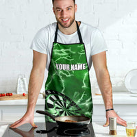 Personalized Darts Lightning Green Storm Apron with Electric Energy Pattern and Dartboard Graphics - Wonder Print Shop