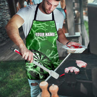 Personalized Darts Lightning Green Storm Apron with Electric Energy Pattern and Dartboard Graphics - Wonder Print Shop