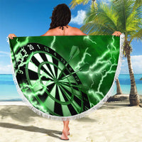 Personalized Darts Lightning Green Storm Beach Blanket with Electric Energy Pattern and Dartboard Graphics - Wonder Print Shop