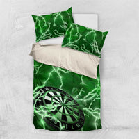 Personalized Darts Lightning Green Storm Bedding Set with Electric Energy Pattern and Dartboard Graphics - Wonder Print Shop