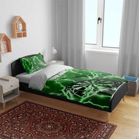 Personalized Darts Lightning Green Storm Bedding Set with Electric Energy Pattern and Dartboard Graphics - Wonder Print Shop