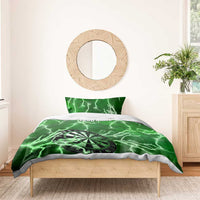 Personalized Darts Lightning Green Storm Bedding Set with Electric Energy Pattern and Dartboard Graphics - Wonder Print Shop