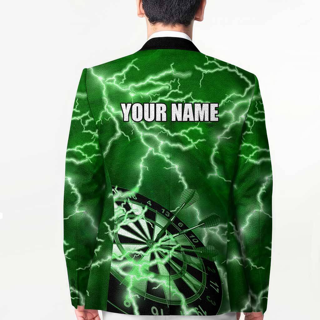 Personalized Darts Lightning Green Storm Blazer with Electric Energy Pattern and Dartboard Graphics - Wonder Print Shop