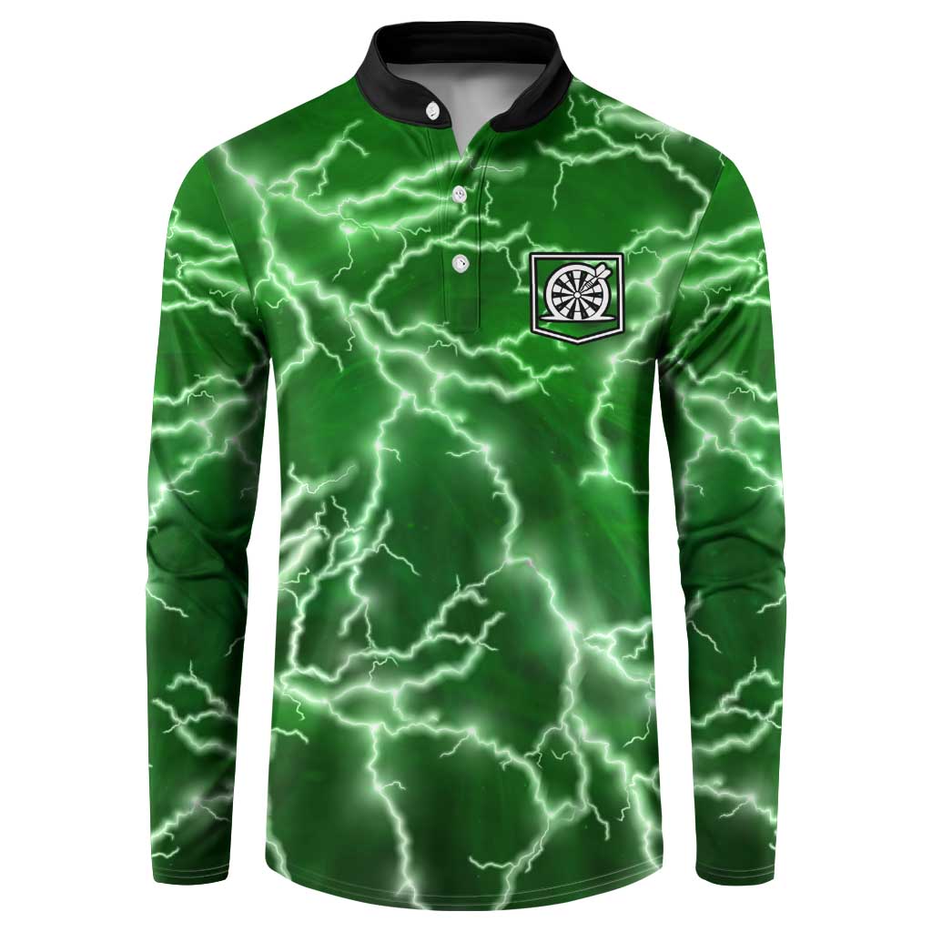 Personalized Darts Lightning Green Storm Button Sweatshirt with Electric Energy Pattern and Dartboard Graphics - Wonder Print Shop