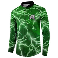 Personalized Darts Lightning Green Storm Button Sweatshirt with Electric Energy Pattern and Dartboard Graphics - Wonder Print Shop