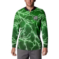 Personalized Darts Lightning Green Storm Button Sweatshirt with Electric Energy Pattern and Dartboard Graphics - Wonder Print Shop