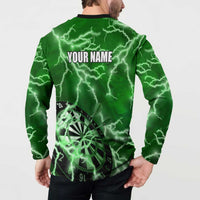 Personalized Darts Lightning Green Storm Button Sweatshirt with Electric Energy Pattern and Dartboard Graphics - Wonder Print Shop