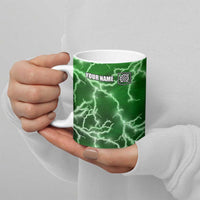 Personalized Darts Lightning Green Storm Ceramic Mug with Electric Energy Pattern and Dartboard Graphics - Wonder Print Shop