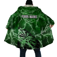 Personalized Darts Lightning Green Storm Cloak with Electric Energy Pattern and Dartboard Graphics - Wonder Print Shop