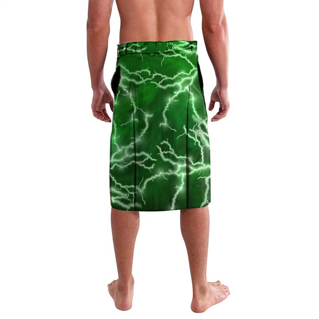 Personalized Darts Lightning Green Storm Lavalava with Electric Energy Pattern and Dartboard Graphics - Wonder Print Shop