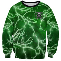 Personalized Darts Lightning Green Storm Sweatshirt with Electric Energy Pattern and Dartboard Graphics - Wonder Print Shop