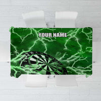 Personalized Darts Lightning Green Storm Tablecloth with Electric Energy Pattern and Dartboard Graphics - Wonder Print Shop