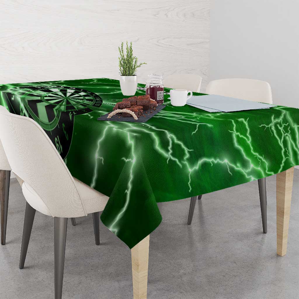 Personalized Darts Lightning Green Storm Tablecloth with Electric Energy Pattern and Dartboard Graphics - Wonder Print Shop