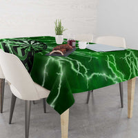 Personalized Darts Lightning Green Storm Tablecloth with Electric Energy Pattern and Dartboard Graphics - Wonder Print Shop