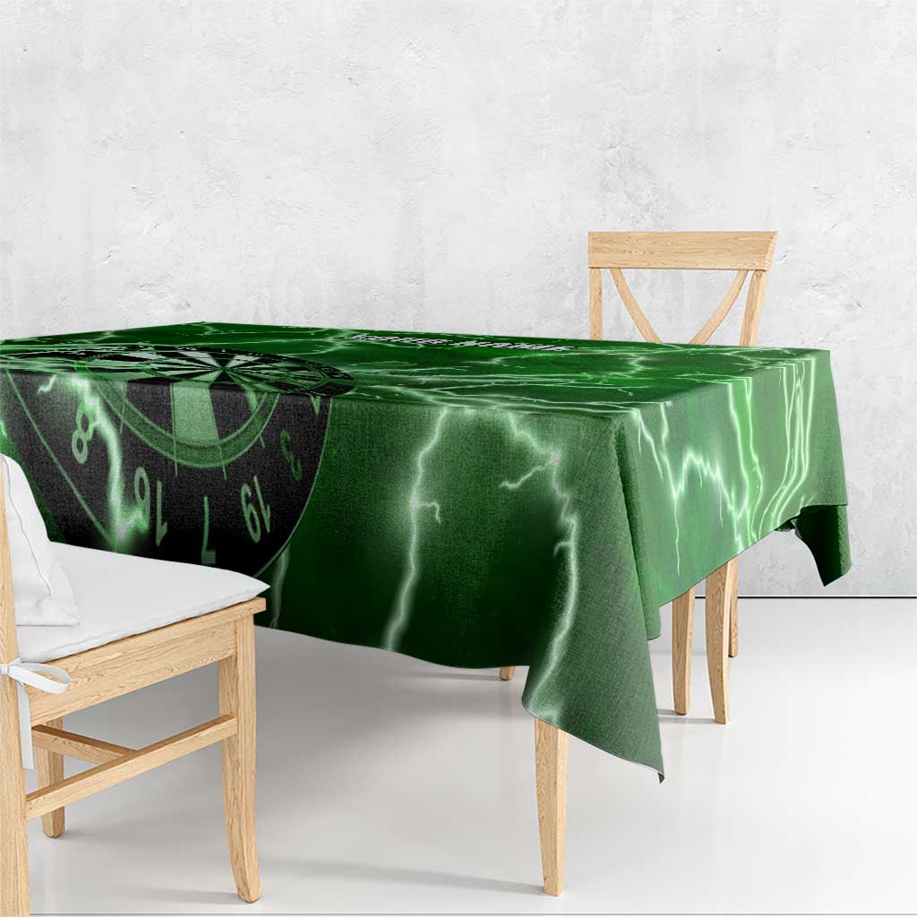 Personalized Darts Lightning Green Storm Tablecloth with Electric Energy Pattern and Dartboard Graphics - Wonder Print Shop