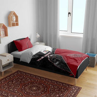 Personalized Raven Billiards Bedding Set with Dark Cemetery Scene and Red Eye Crow Artwork - Wonder Print Shop