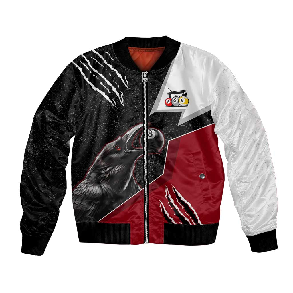 Personalized Raven Billiards Bomber Jacket with Dark Cemetery Scene and Red Eye Crow Artwork - Wonder Print Shop