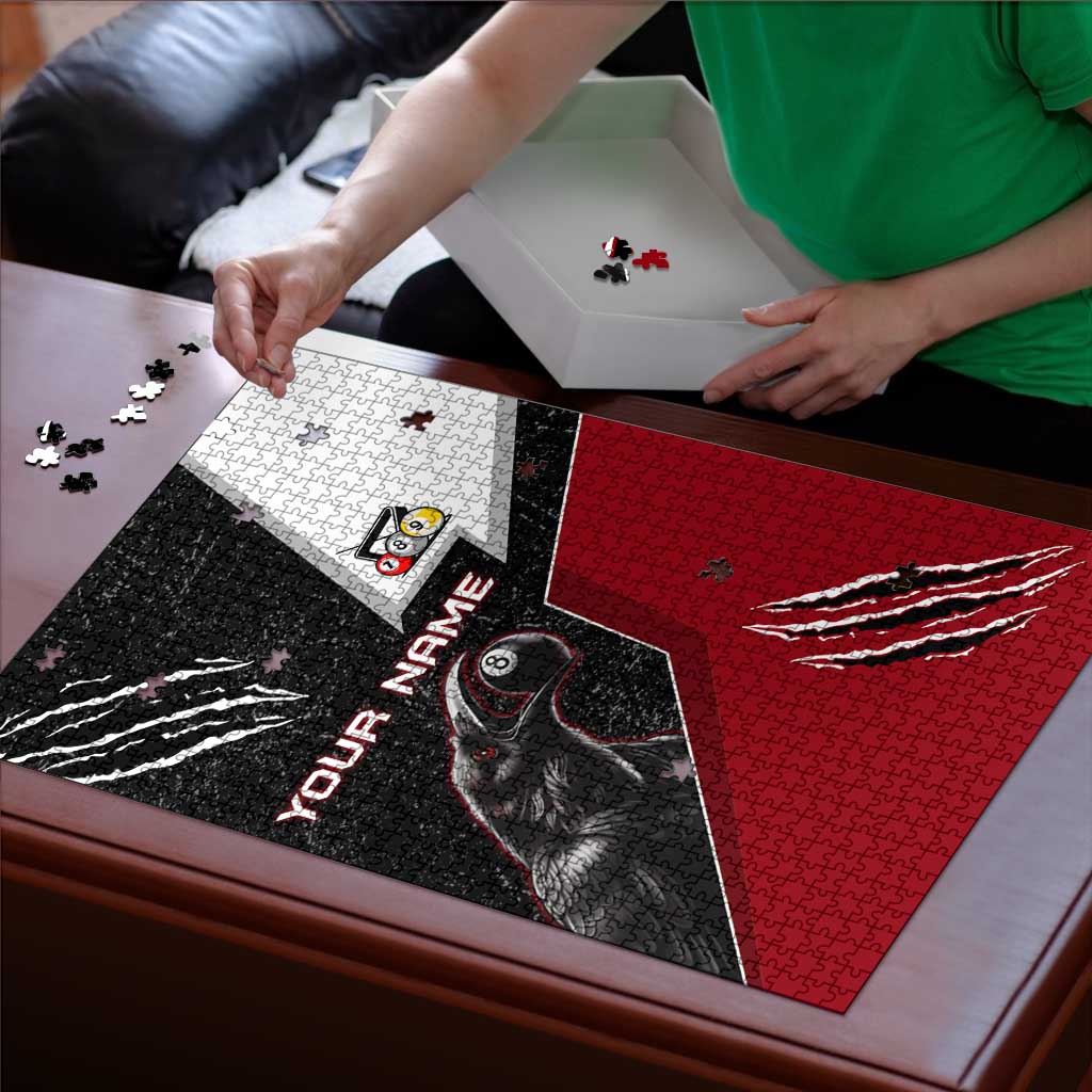 Personalized Raven Billiards Puzzle with Dark Cemetery Scene and Red Eye Crow Artwork - Wonder Print Shop