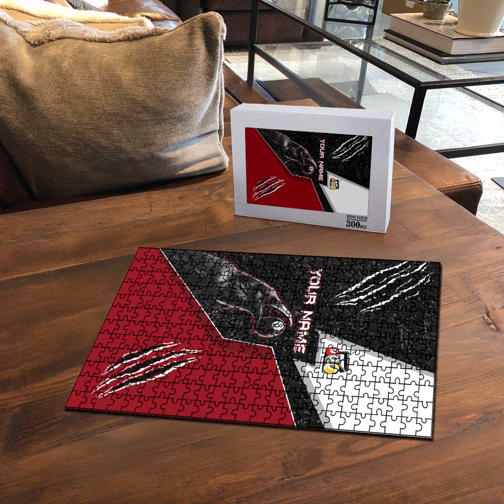 Personalized Raven Billiards Puzzle with Dark Cemetery Scene and Red Eye Crow Artwork - Wonder Print Shop