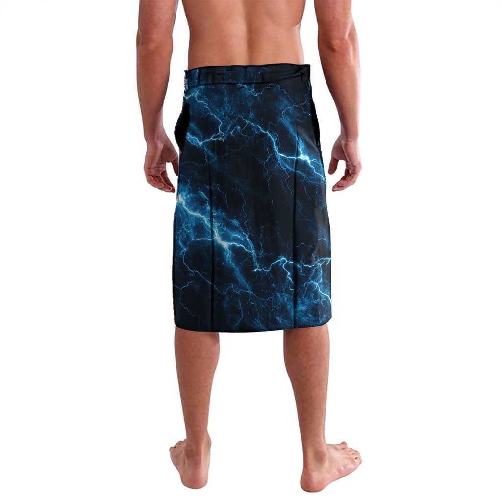 Personalized Bowling Skull Lavalava with Blue Flame Energy and Electric Lightning Strike Pattern - Wonder Print Shop