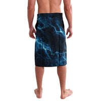 Personalized Bowling Skull Lavalava with Blue Flame Energy and Electric Lightning Strike Pattern - Wonder Print Shop
