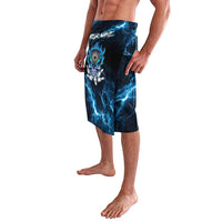 Personalized Bowling Skull Lavalava with Blue Flame Energy and Electric Lightning Strike Pattern - Wonder Print Shop