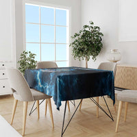 Personalized Bowling Skull Tablecloth with Blue Flame Energy and Electric Lightning Strike Pattern - Wonder Print Shop
