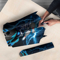 Personalized Bowling Skull Umbrella with Blue Flame Energy and Electric Lightning Strike Pattern - Wonder Print Shop