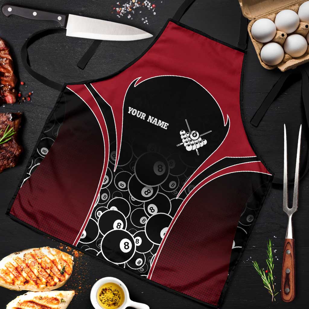 Personalized Billiards Eight Ball Apron with Red Wing Emblem and Black Gradient Bubble Pattern - Wonder Print Shop