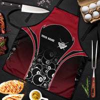 Personalized Billiards Eight Ball Apron with Red Wing Emblem and Black Gradient Bubble Pattern - Wonder Print Shop