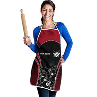 Personalized Billiards Eight Ball Apron with Red Wing Emblem and Black Gradient Bubble Pattern - Wonder Print Shop