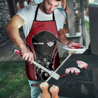 Personalized Billiards Eight Ball Apron with Red Wing Emblem and Black Gradient Bubble Pattern - Wonder Print Shop