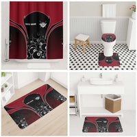 Personalized Billiards Eight Ball Bathroom Set with Red Wing Emblem and Black Gradient Bubble Pattern - Wonder Print Shop
