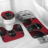 Personalized Billiards Eight Ball Bathroom Set with Red Wing Emblem and Black Gradient Bubble Pattern - Wonder Print Shop
