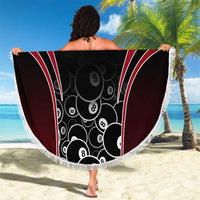 Personalized Billiards Eight Ball Beach Blanket with Red Wing Emblem and Black Gradient Bubble Pattern - Wonder Print Shop