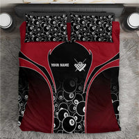 Personalized Billiards Eight Ball Bedding Set with Red Wing Emblem and Black Gradient Bubble Pattern - Wonder Print Shop