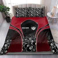 Personalized Billiards Eight Ball Bedding Set with Red Wing Emblem and Black Gradient Bubble Pattern - Wonder Print Shop