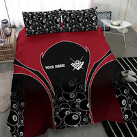 Personalized Billiards Eight Ball Bedding Set with Red Wing Emblem and Black Gradient Bubble Pattern - Wonder Print Shop